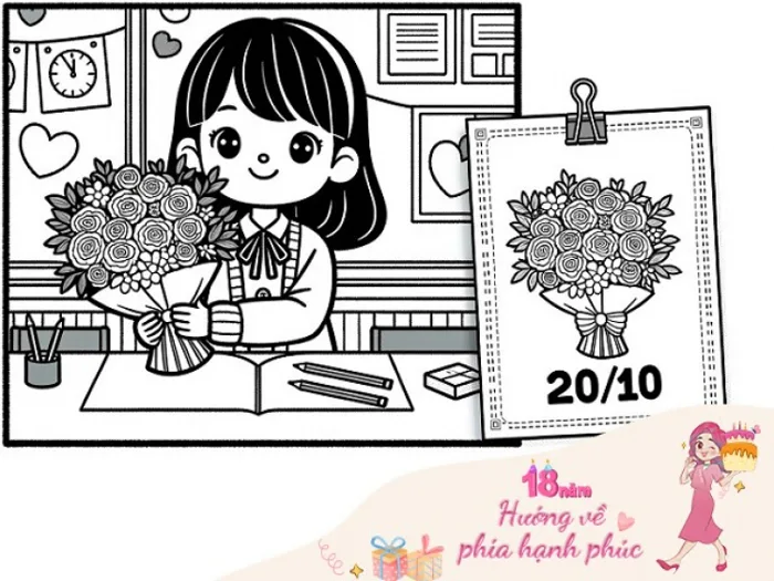Gợi ý 15 mẫu tranh tô màu bé làm thiệp tặng mẹ, tặng bà, tặng cô giáo ngày 2010