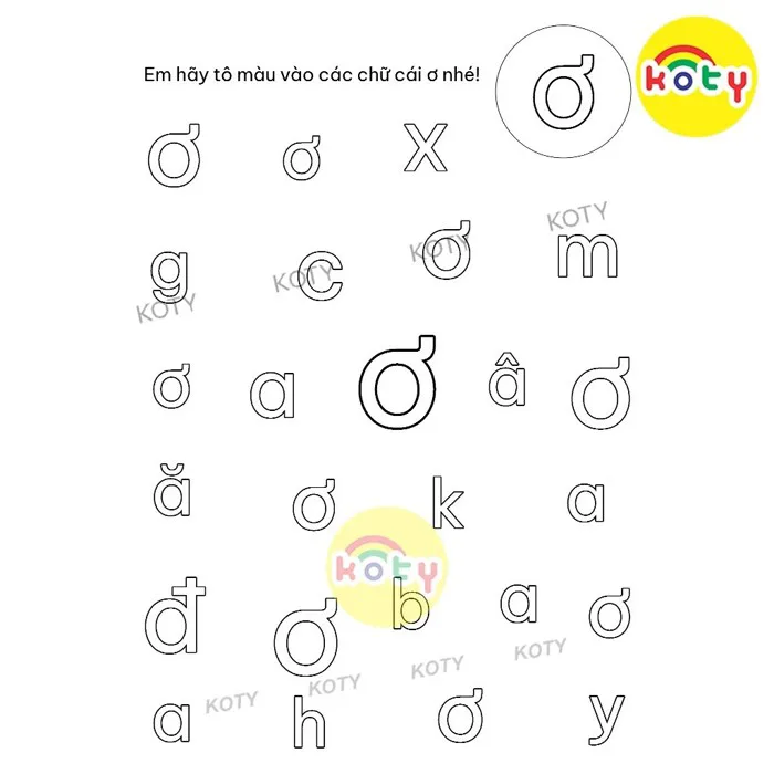Bộ 29 Tranh Bảng Chữ Cái In Thường Tiếng Việt Rỗng - Trò Chơi Săn Tìm Chữ Cái Cho Bé Thông Minh TK03
