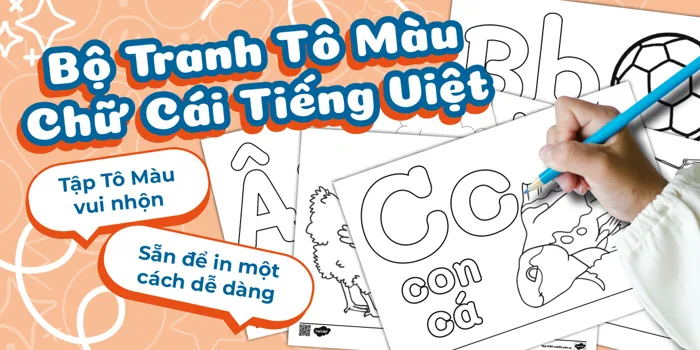 Bộ Tranh Tô Màu Bảng Chữ Cái Tiếng Việt Cho Bé Tiền Tiểu Học - Tài Liệu Tiểu Học