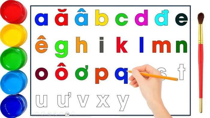 Bé tập đọc và tô màu 29 chữ cái tiếng việt | Bảng chữ cái tiếng việt mầm non cho Bé