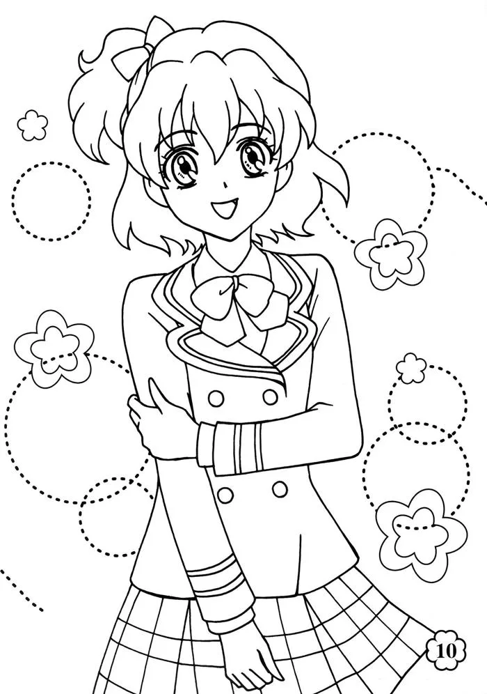 Tranh tô màu anime cute đẹp
