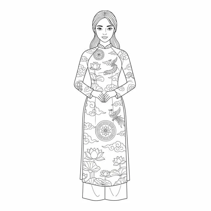 Tô màu Cô Gái Áo Dài - Trang Tô Màu Cho Bé