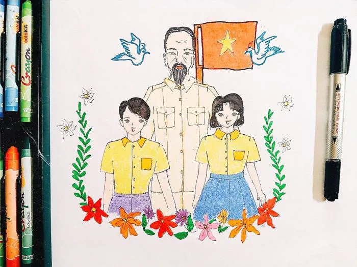 Tạo hình - Tô màu tranh bác hồ Tạo hình - Tô màu tranh bác hồ