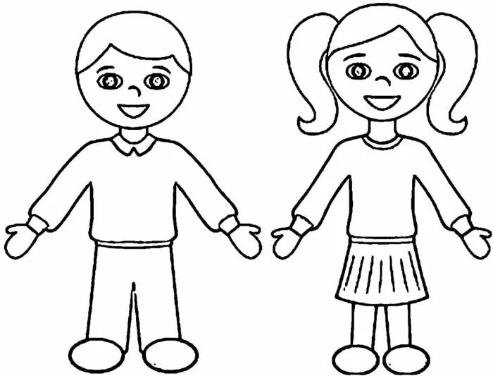 Tô màu Bạn Trai và Bạn Gái Đơn Giản - Trang Tô Màu Cho Bé