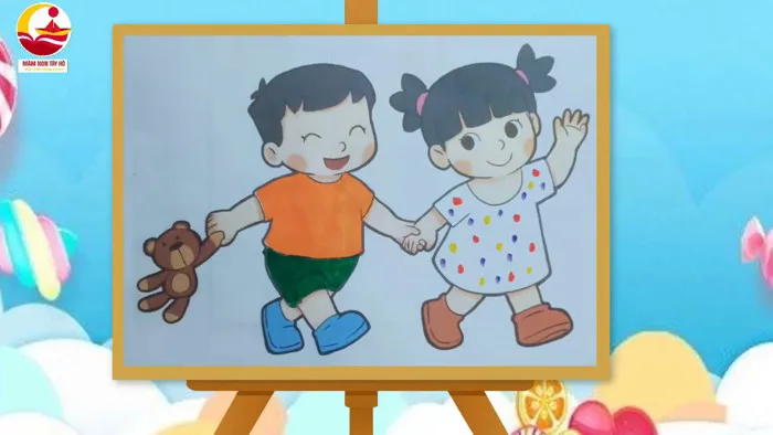Tạo hình: Tô màu trang phục bạn trai, bạn gái - Lứa tuổi: Mẫu giáo bé (3 -  4 tuổi)
