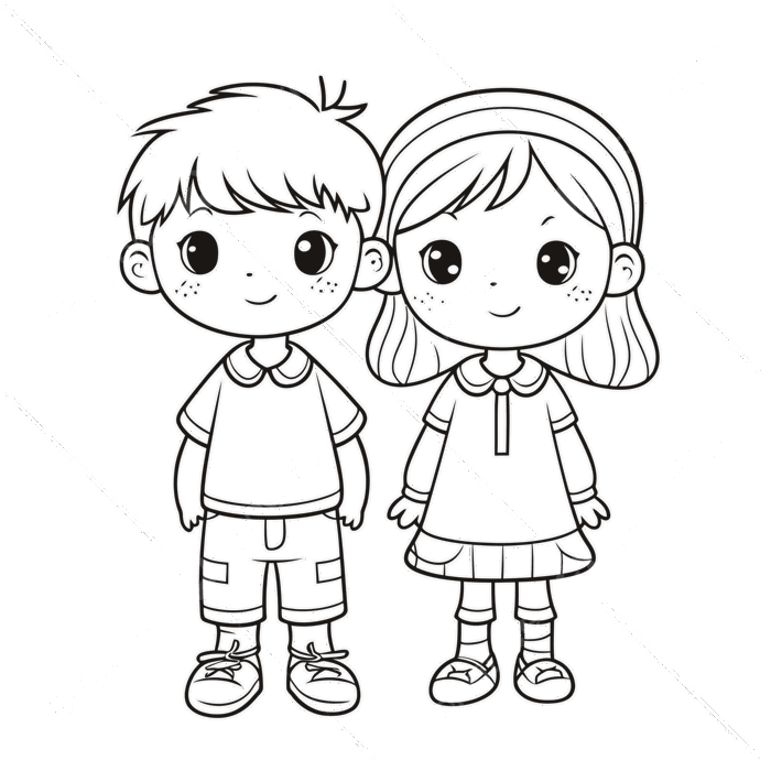 Cute Baby Boy And Girl Coloring Page On A White Background Outline Sketch  Drawing Vector, Easy Couple Drawing, Easy Couple Outline, Easy Couple  Sketch PNG and Vector with Transparent Background for Free