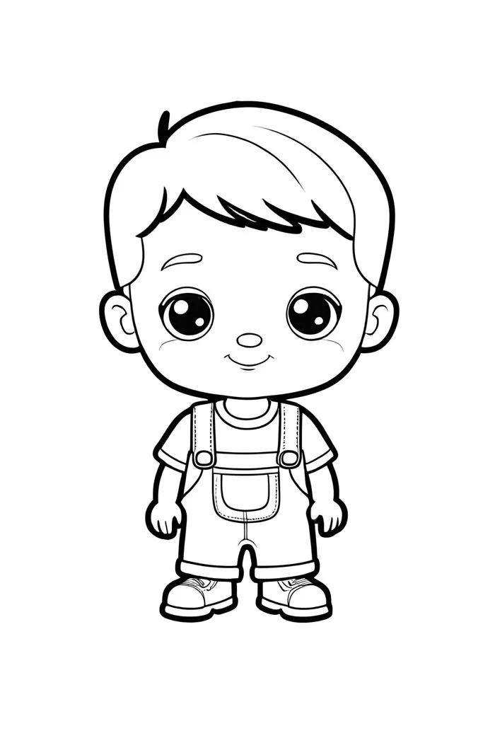 Hình ảnh miễn phí: Một bé trai dễ thương, minh họa theo phong cách vector,  bảng tô màu cho trẻ mới biết đi trên nền trắng tinh khiết