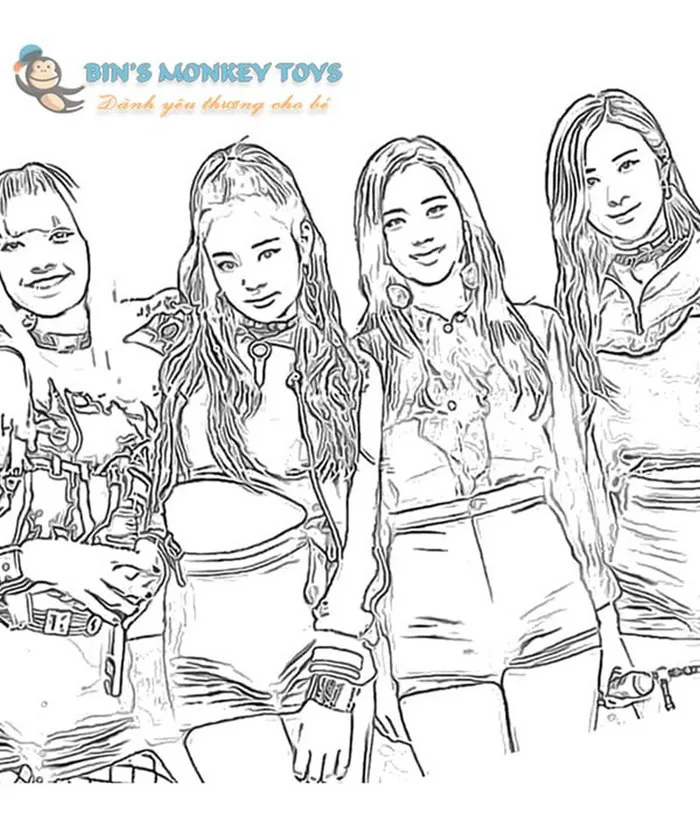 Tranh tô màu Blackpink đẹp, dễ thương cho bé thỏa sức sáng tạo