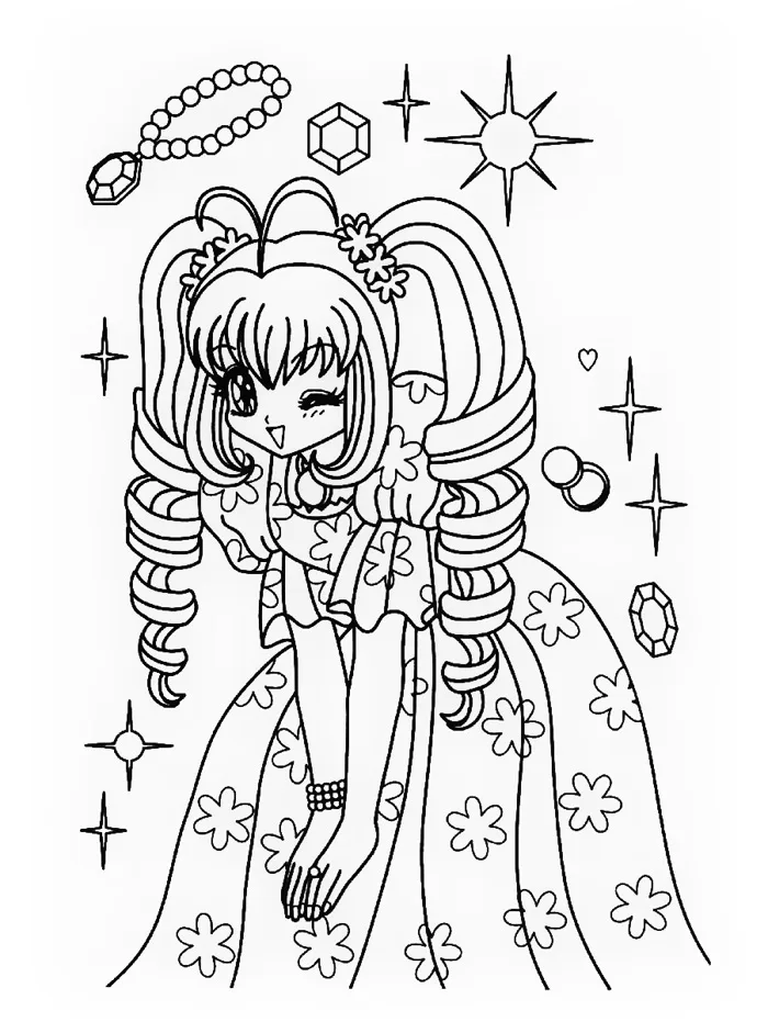 Tranh tô màu anime cute đẹp