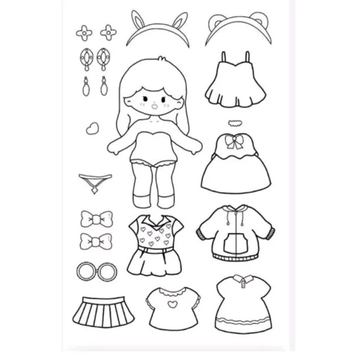 50 Tranh tô màu búp bê giấy và trang phục Girl Paper Doll and Outfits  Coloring pages for kids | Shopee Việt Nam