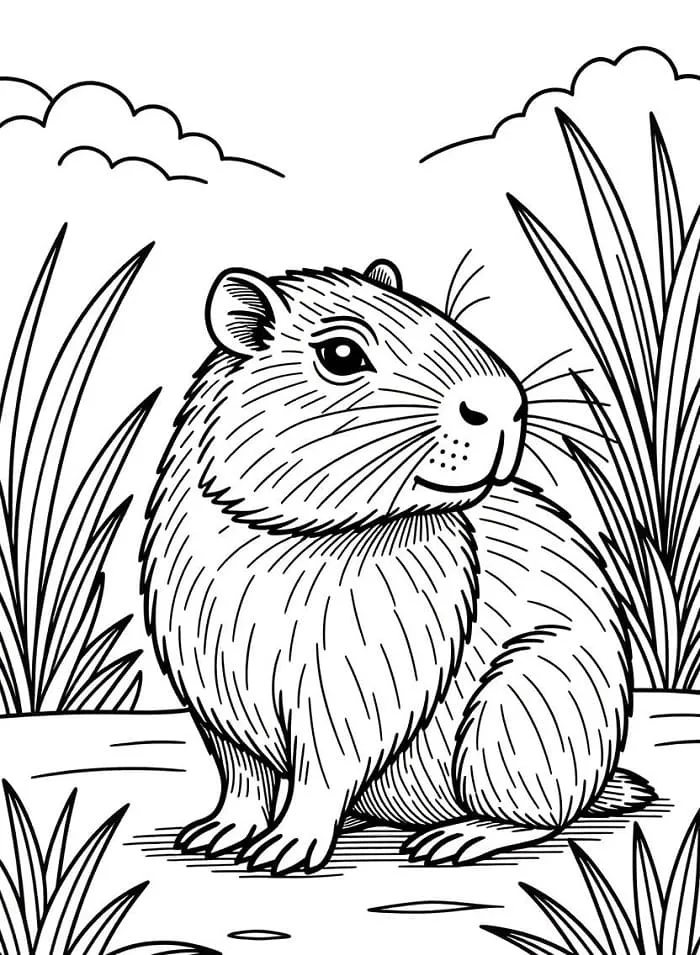 Tô Màu Capybara - Tranh Tô Màu Cho Bé
