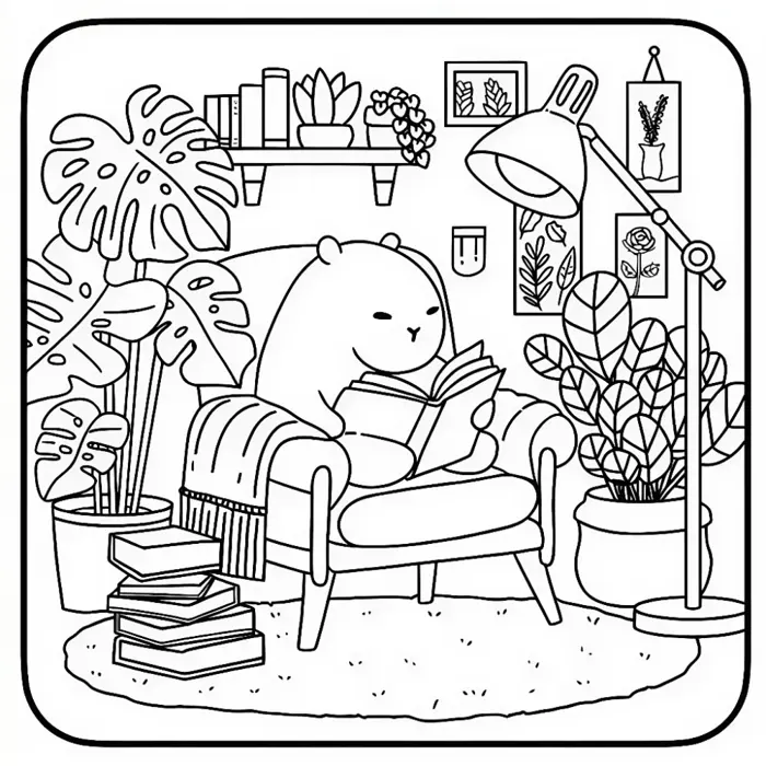 Tổng hợp mẫu tranh tô màu capybara đẹp đơn giản cho bé