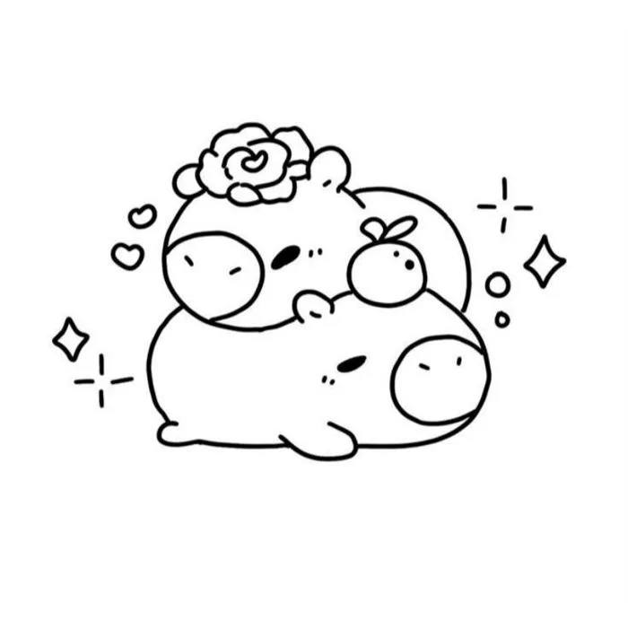 100+ tranh tô màu capybara cute, chibi dễ thương nét đẹp cho bé