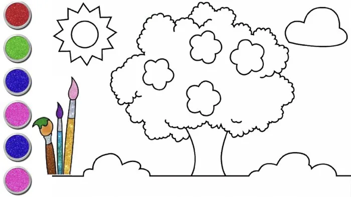 Cách vẽ cái cây/ cây xanh đơn giản - tô màu cái cây/ cây xanh - How to draw  and color green tree