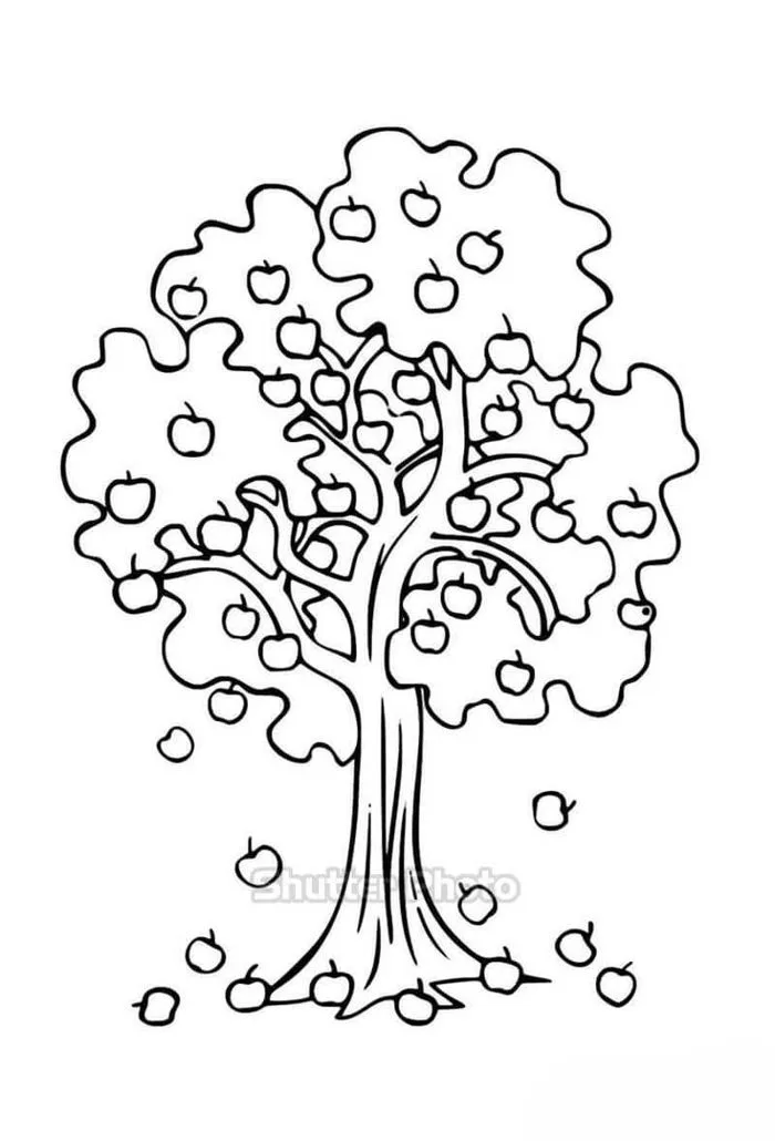 Fall Tree Coloring Page | Apple coloring pages, Fall coloring pages, Tree  coloring page | Trang