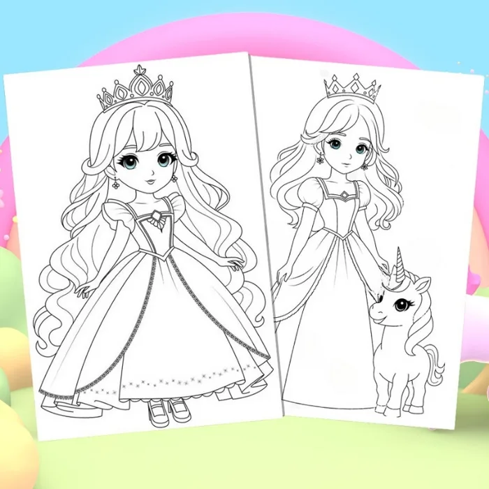 30+ tranh tô màu công chúa anime cute chibi cực dễ thương