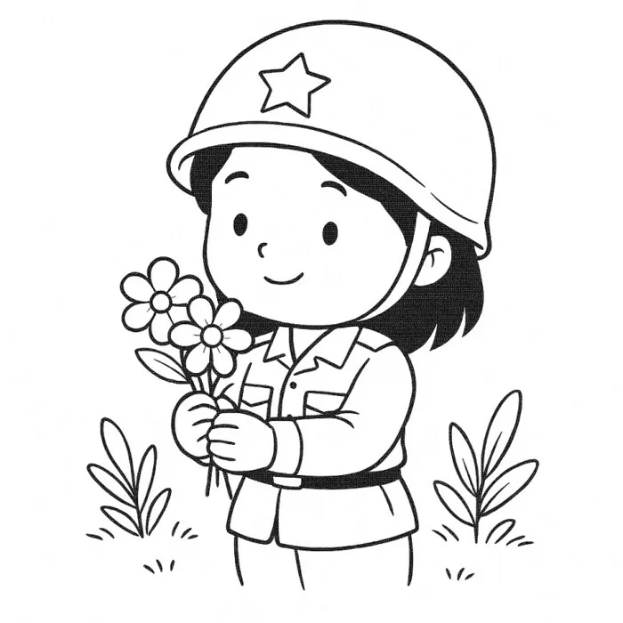 Tranh tô màu chú bộ đội