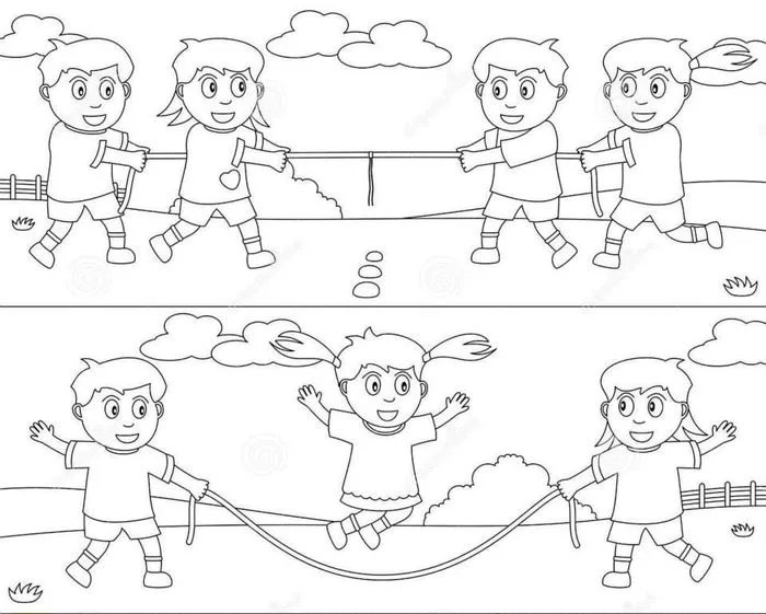 Tranh tô màu chủ đề trường mầm non