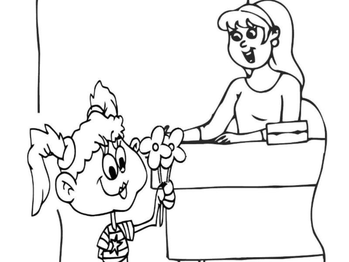 Tranh Tô Màu Cô Giáo Đẹp Cho Bé Tập Tô Và Sáng Tạo