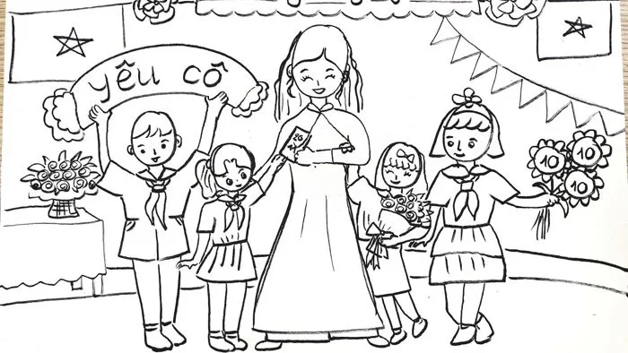 Vẽ Tranh Đề Tài Ngày Nhà Giáo Việt Nam 20-11 (Phần 2)| Vẽ Cô Giáo, Học  Sinh| @hocvethatlavui