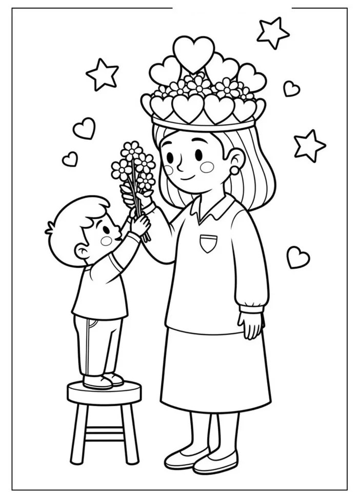 Tranh tô màu tặng mẹ, cô giáo ngày 8/3, món quà nhỏ chứa đựng tình yêu lớn  của trẻ