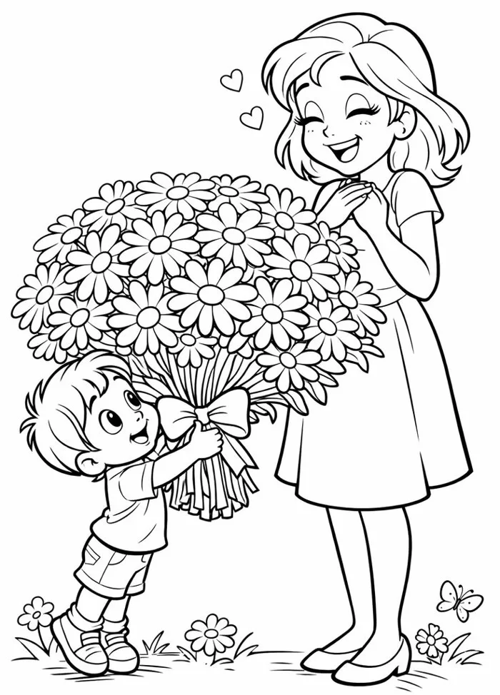 Tranh tô màu tặng mẹ, cô giáo ngày 8/3, món quà nhỏ chứa đựng tình yêu lớn  của trẻ