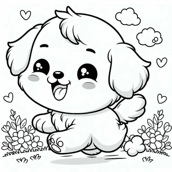Tổng hợp Tranh tô màu con chó cute, đáng yêu, đơn giản cho bé