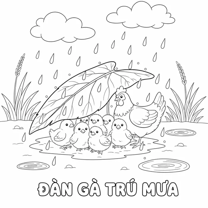 Bộ sưu tập tranh tô màu đàn gà con đáng yêu cho bé sáng tạo