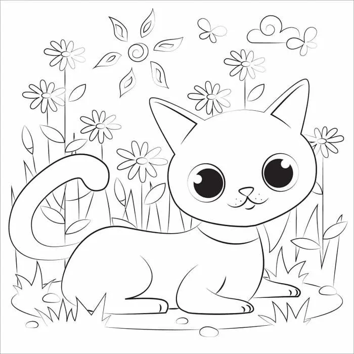 Tô màu Con Mèo Xinh Xắn - Trang Tô Màu Cho Bé