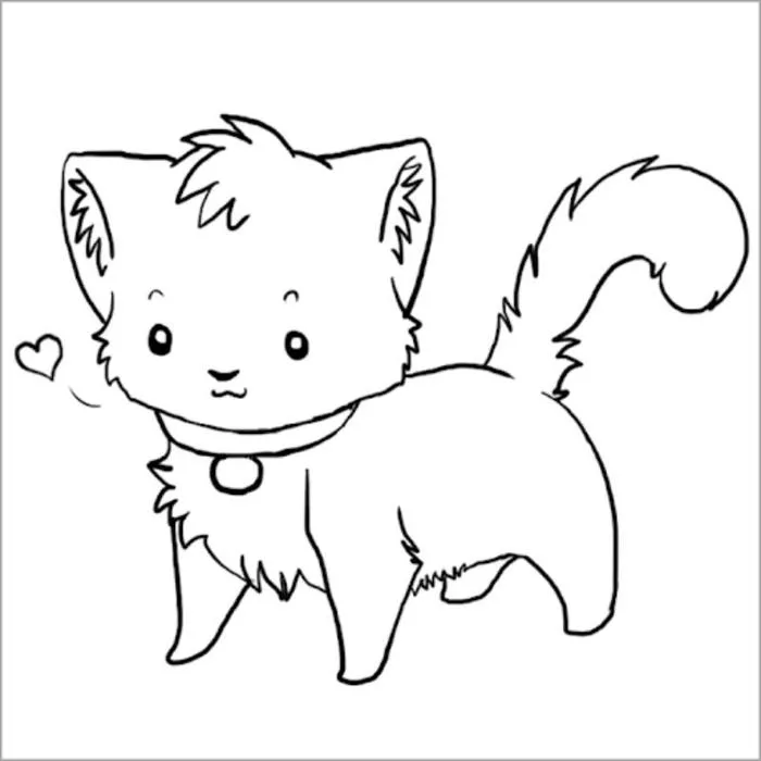 Tranh tô màu con mèo cute (dễ thương), đẹp và đơn giản