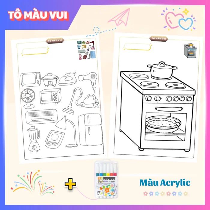 Tập Tranh Tô Màu Đồ Dùng Gia Đình – Bé Sáng Tạo & Làm Thủ Công Cực Vui 🎨 |  Giấy Dày, Tô Đẹp! | Shopee Việt Nam