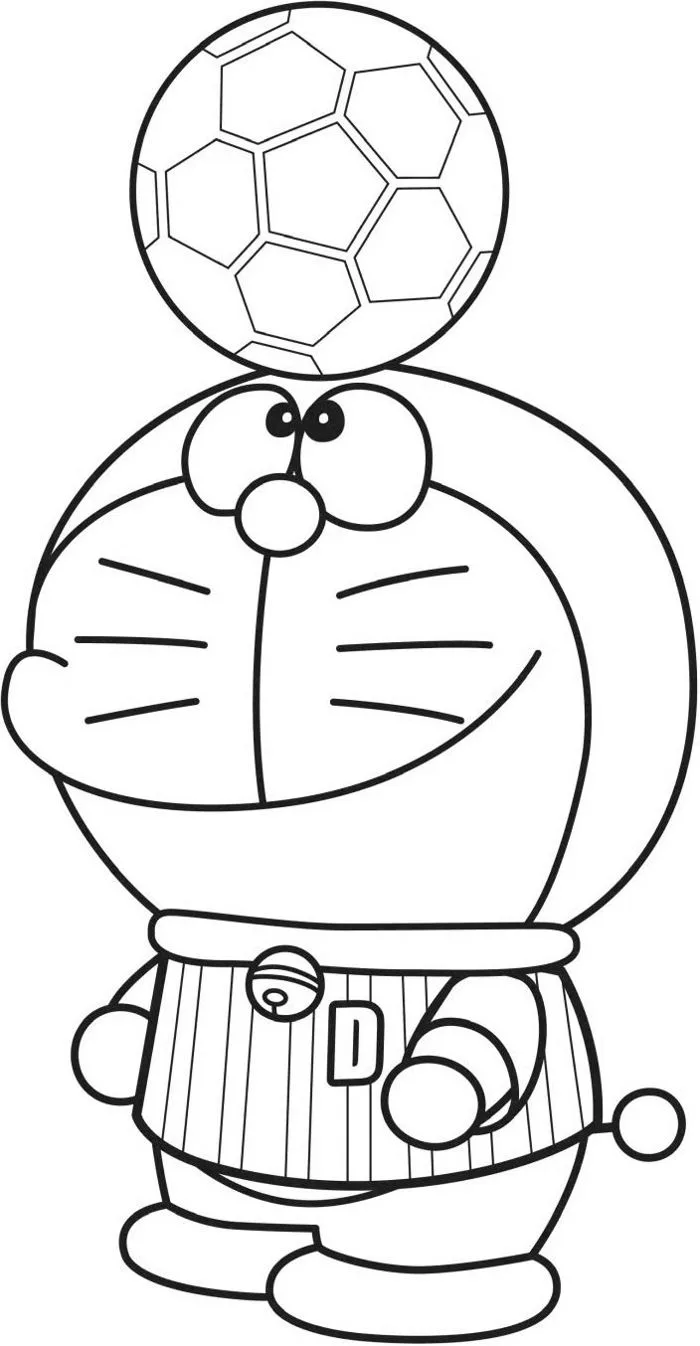 Tô màu doraemon chơi với quả bóng - Trang Tô Màu Cho Bé