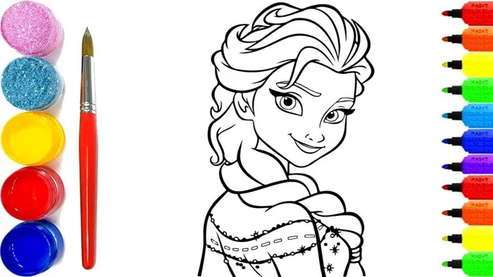 Đồ Chơi tô màu Công Chúa Elsa, Vẽ tranh và tô màu, Coloring princess elsa,  Drawing paint for Kids