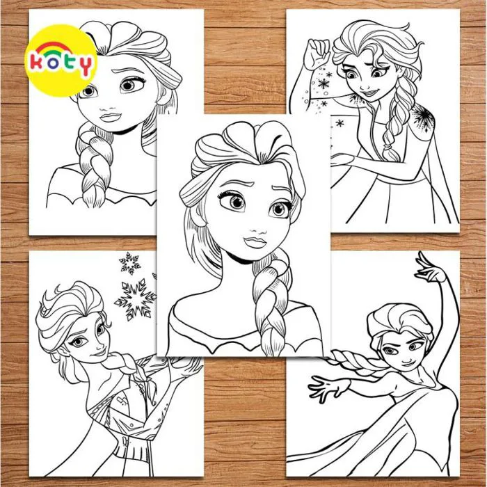 Bộ 50 Tranh Tô Màu Elsa Cho Bé - Đồ chơi giấy KOTY TM698 | Lazada Việt Nam