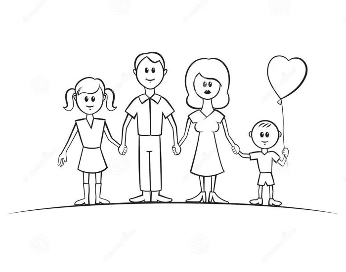 Tranh tô màu về gia đình nhỏ Tranh tô màu về gia đình nhỏ