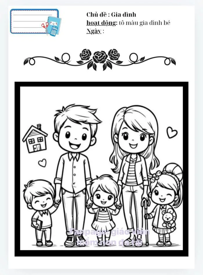 Tranh tô màu chủ đề gia đình cho bé yêu Tranh tô màu chủ đề gia đình cho bé yêu