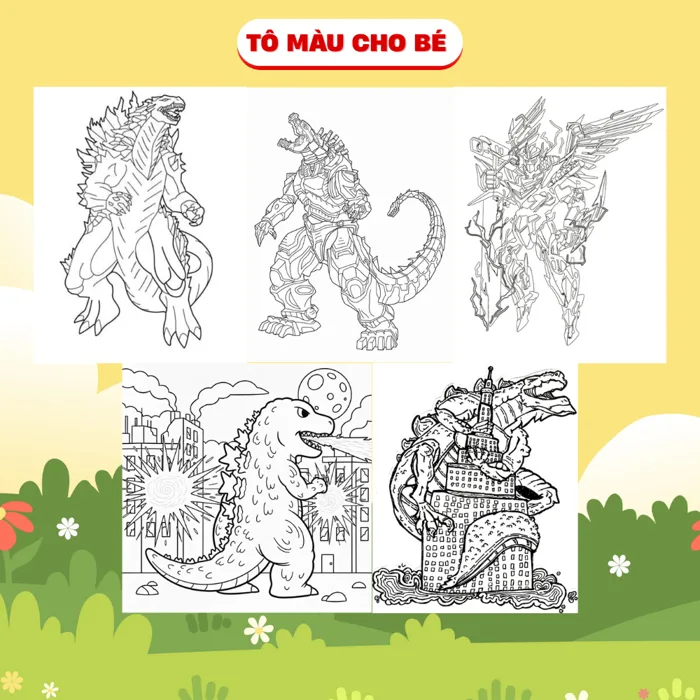 Tô Màu Khủng Long Godzilla Ngộ Nghĩnh Hoạt Động Giáo Dục Giải Trí Cho Trẻ |  Shopee Việt Nam