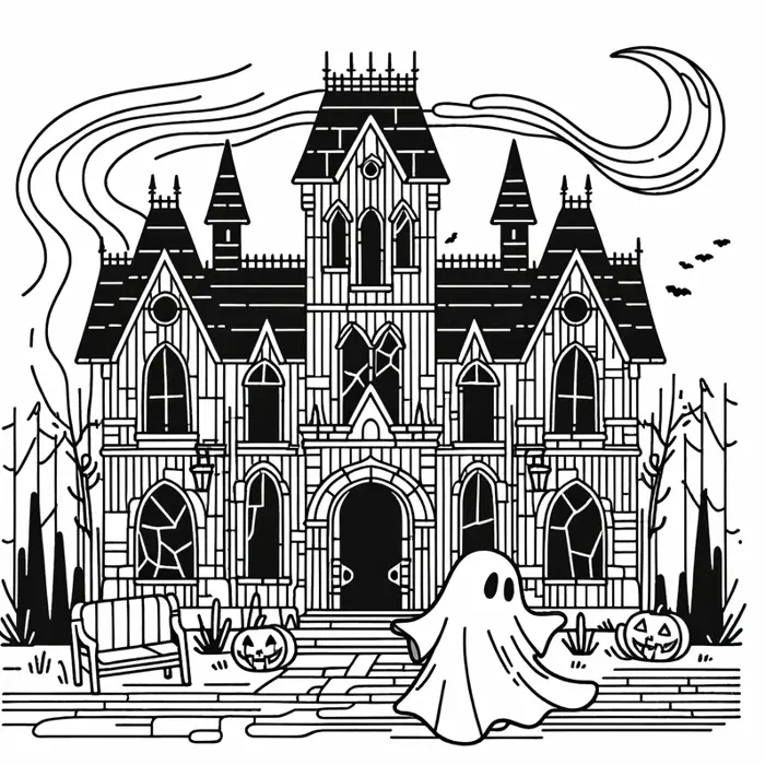 Tổng hợp 20 bức tranh tô màu lâu đài halloween ngộ nghĩnh cho bé