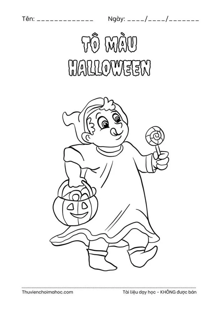 Bộ tranh tô màu Halloween cho bé | 20 trang