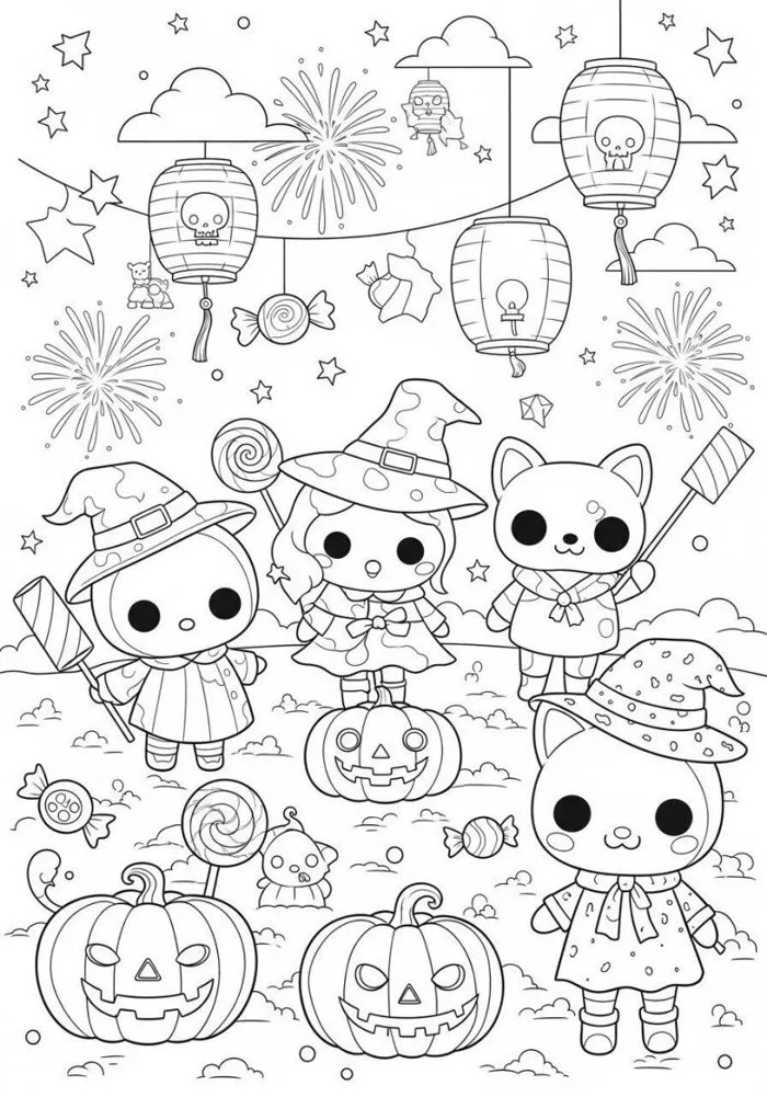 Halloween đến rồi, 20 bức tranh tô màu bí ngô, ma nhỏ, phù thủy đáng yêu  cho bé