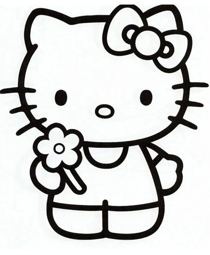 Tô màu Hello Kitty và Bông Hoa - Trang Tô Màu Cho Bé