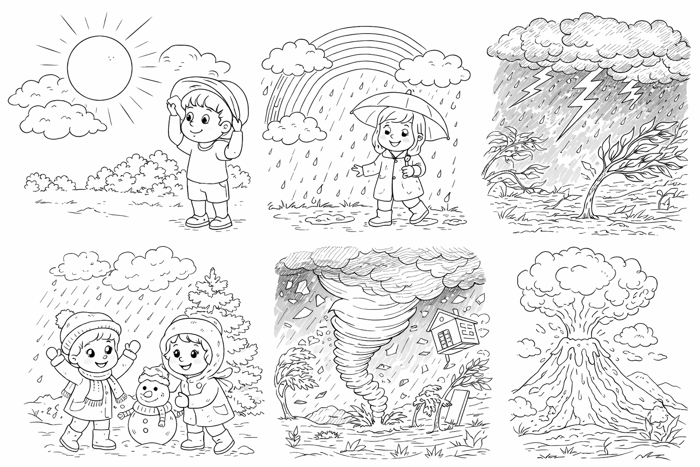 Tranh tô màu hiện tượng tự nhiên