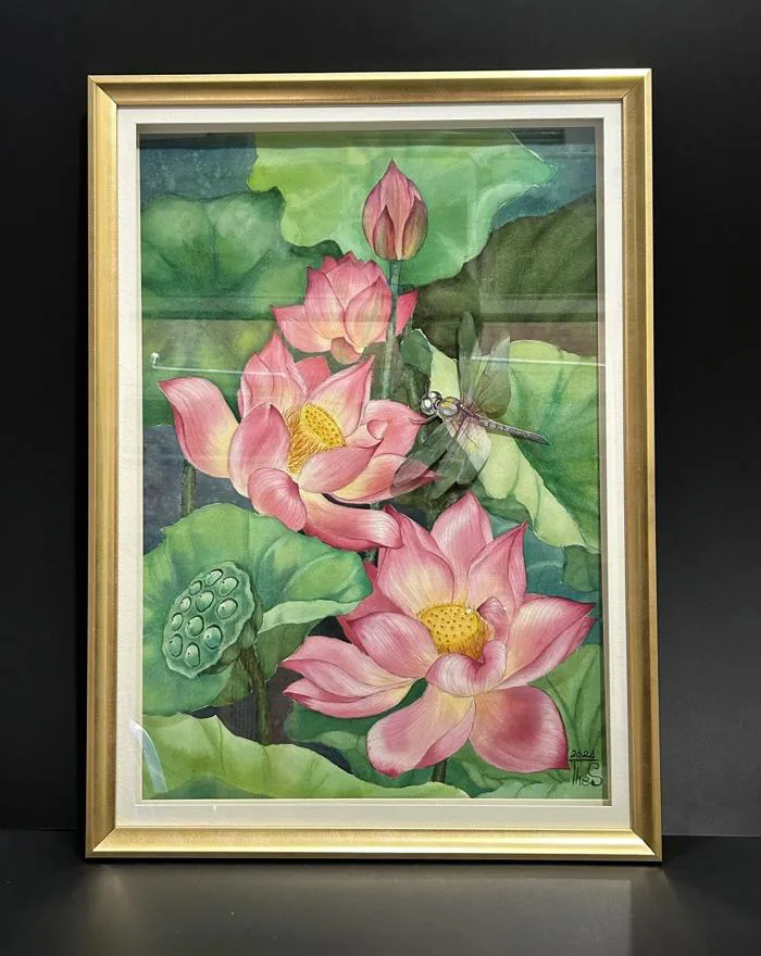 Tranh Vẽ Hoa Sen 5D Màu Nước | SOULART.VN Tranh Vẽ Hoa Sen 5D Màu Nước | SOULART.VN