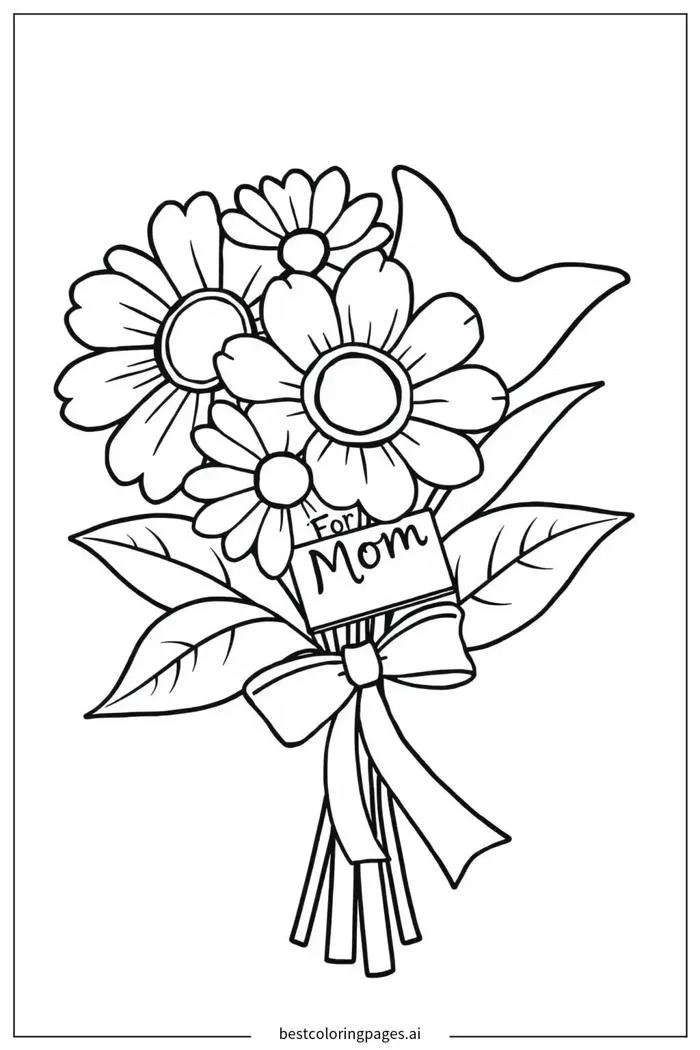 Bó hoa tặng mẹ Trang tô màu - In miễn phí | BestColoringPages AI Bó hoa tặng mẹ Trang tô màu - In miễn phí | BestColoringPages AI