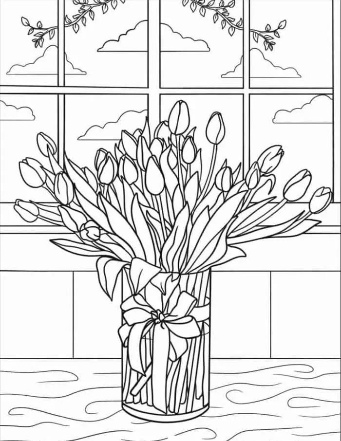 Tô Màu Hoa Tulip - Tranh Tô Màu Cho Bé