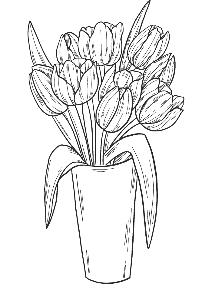 Bình hoa tulip | trang tô màu miễn phí để in