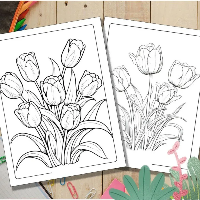 Hoa Tulip - Set 40 Tờ Tranh Tô Màu A4 A5 Giấy Dày Đẹp | Shopee Việt Nam