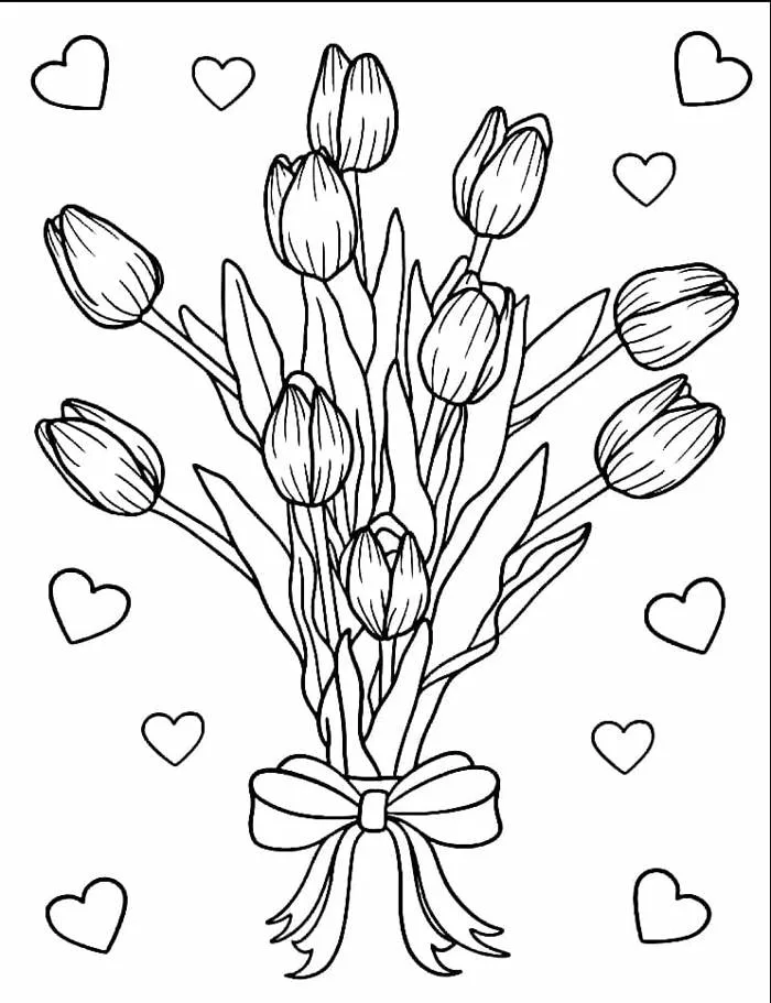 Tô Màu Hoa Tulip - Tranh Tô Màu Cho Bé