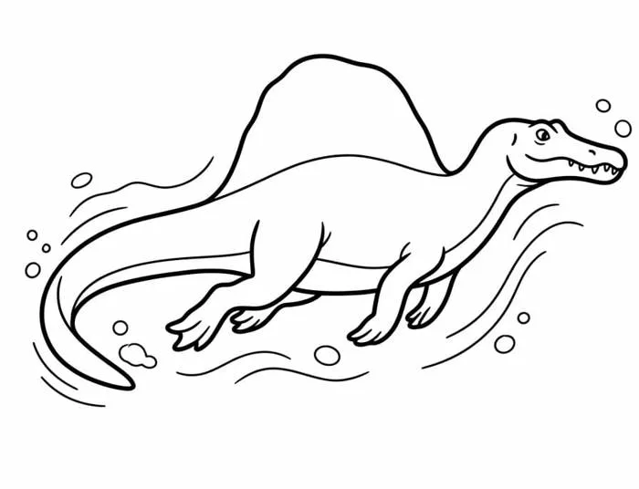 Tô màu Khủng Long Spinosaurus Bơi - Trang Tô Màu Cho Bé
