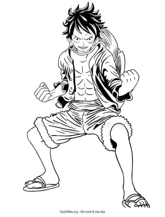 Tải tranh tô màu Luffy Mạnh Mẽ